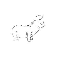 One-Line Big Hippopotamus Drawing: Easy Way to Sketch Large River Animals