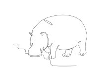 One-Line Hippo Drawing: Easy and Fun Animal Art for Beginners