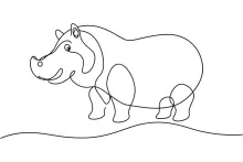 Easy One-Line Drawing of a Hippopotamus: Fun Way to Learn Animal Shapes