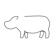 One-Line Drawing of a Big Hippo: Practice Simple Shapes with a Giant River Animal