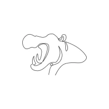 "One-Line Large Hippopotamus Art: A Minimalist Approach to Strong and Recognizable Wildlife Forms"