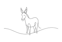 Simple Donkey Drawing with One Line: Great for Farm-Themed Art Projects