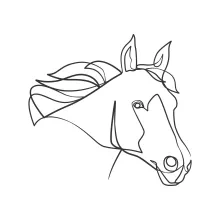 "One Line Horse Head Sketch: Capturing Refined Features and Beauty with Minimalist Style"