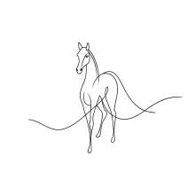 "Minimalist Horse Sketch: Depicting Motion and Elegance in One Line Art"