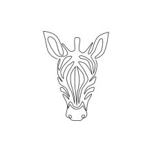 "Minimalist Zebra Head Drawing: Illustrating a Distinctive and Elegant Animal with One Stroke"