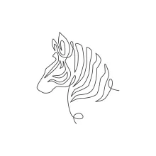 "Minimalist Zebra Head Sketch: Illustrating Beauty and Contrast with One Artistic Stroke"
