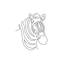 "Minimalist Zebra Head Drawing: Capturing Striking Stripes with One Artistic Stroke"