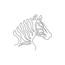 "One Line Zebra Head Illustration: Capturing Elegance and Distinctive Features with Minimalist Art"