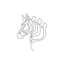 "One Line Zebra-Horse Hybrid Art: Depicting a Unique and Powerful Animal with Minimalist Style"