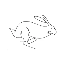 "One Line Running Hare Illustration: Expressing Speed and Motion with Minimalist Techniques"