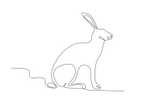 "One Line Sitting Hare Sketch: Illustrating a Poised and Lively Animal with Minimalist Art"