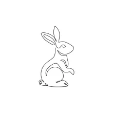 Standing Hare One Line Drawing: Learn Long-Eared Animal Shapes Easily