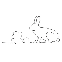 "Minimalist Funny Hare Drawing: Capturing Playful Motion in One Artistic Stroke"