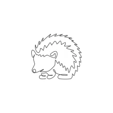 Hedgehog in Simple Line Art: Forest Animal Drawing for Beginners