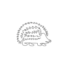 One Line Hedgehog Drawing: Practice Round Animal Shapes Simply