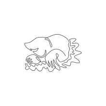 "One Line Destructive Mole Sketch: Illustrating a Skilled Burrower with Minimalist Art"