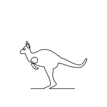 "Minimalist One Line Kangaroo Drawing: Expressing Motion and Strength with Simplicity"