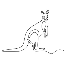 "Minimalist Kangaroo Illustration: A One Line Study of Jumping Motion and Strength"