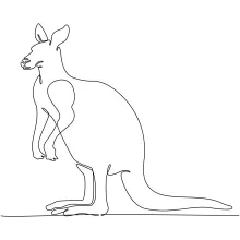 "Minimalist Kangaroo Illustration: A One Line Study of Wildlife Strength and Movement"