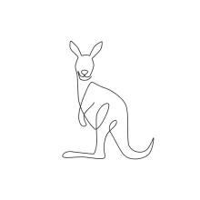 "One Line Kangaroo Sketch: A Minimalist Approach to Wildlife Strength and Form"