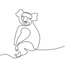 "Minimalist Koala Sketch: A One Line Study of Recognizable and Playful Wildlife Forms"