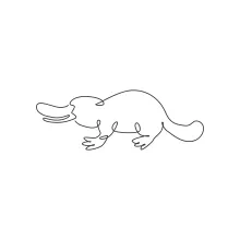 "Minimalist Platypus Drawing: A One Line Study of Playful and Recognizable Wildlife Creatures"