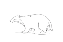 Badger in Simple One Line Drawing: Explore Bold Animal Forms with Clarity