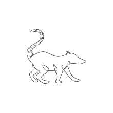 "Minimalist Coati Drawing: A One Line Study of Playful and Recognizable Wildlife Forms"