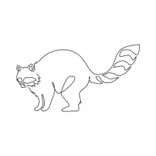 "Minimalist Raccoon Drawing: A One Line Study of Expressive and Recognizable Wildlife Creatures"