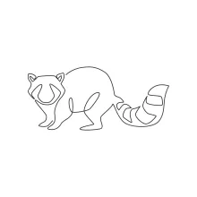 "Minimalist Raccoon Sketch: A One Line Study of Curious and Playful Wildlife Figures"