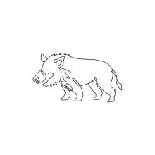 "Continuous Line Warthog Drawing: Expressing Strength and Character in One Simple Stroke"