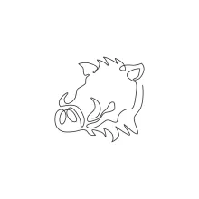 "Minimalist Warthog Head Sketch: Illustrating a Bold Animal with One Artistic Stroke"