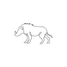 "Minimalist Warthog Drawing: Capturing a Rugged African Pig in One Continuous Stroke"