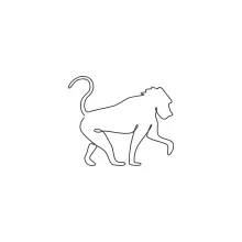 "Minimalist Baboon Sketch: A One-Line Study of Strong and Expressive Wildlife Figures"