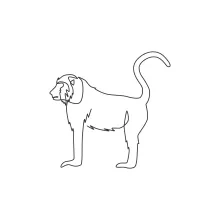 "One-Line Walking Baboon Art: A Minimalist Approach to Capturing Wildlife Motion"