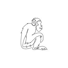 "One-Line Sitting Chimpanzee Sketch: A Minimalist Approach to Poised Primate Forms"