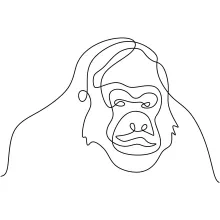 "One-Line Gorilla Drawing: A Minimalist Approach to Powerful and Expressive Wildlife Figures"