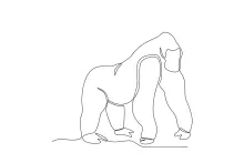 "One-Line Gorilla Art: A Simplified Approach to Capturing Wildlife Strength and Thoughtfulness"