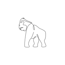Gorilla One-Line Drawing: Learn Primate Shapes with One Continuous Line