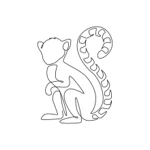 "Minimalist Sitting Lemur Sketch: A One-Line Study of Playful and Relaxed Wildlife Forms"