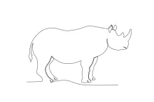 "Minimalist Rhinoceros Drawing: Depicting Strength and Presence with One Line Art"