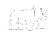 Two-Horned Rhino in One Line Drawing: Easy Practice with Bold Animal Shapes
