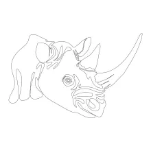 "One Line Rhinoceros Head Drawing: Illustrating Strength and Distinctive Features with Minimalist Art"