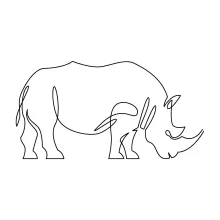 Rhino in One Line Drawing: Powerful Animal Made Easy