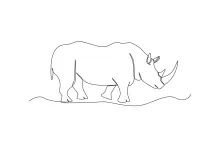 Easy One Line Drawing of a Rhino: Bold Shape for Beginner Artists