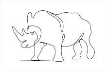 Horned Rhino in One Line Drawing: Discover Strength with Simple Shapes