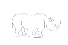 Walking Rhino in One Line Drawing: Easy Wildlife Art for Learning Motion