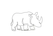 Simple One Line Drawing of an African Rhino: Practice Shape and Size