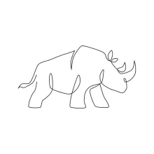 "Minimalist African Rhinoceros Drawing: Depicting Strength and Presence with One Continuous Stroke"