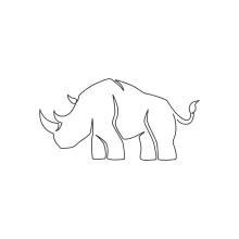 "One Line Big African Rhinoceros Drawing: Depicting Strength and Presence with Minimalist Art"